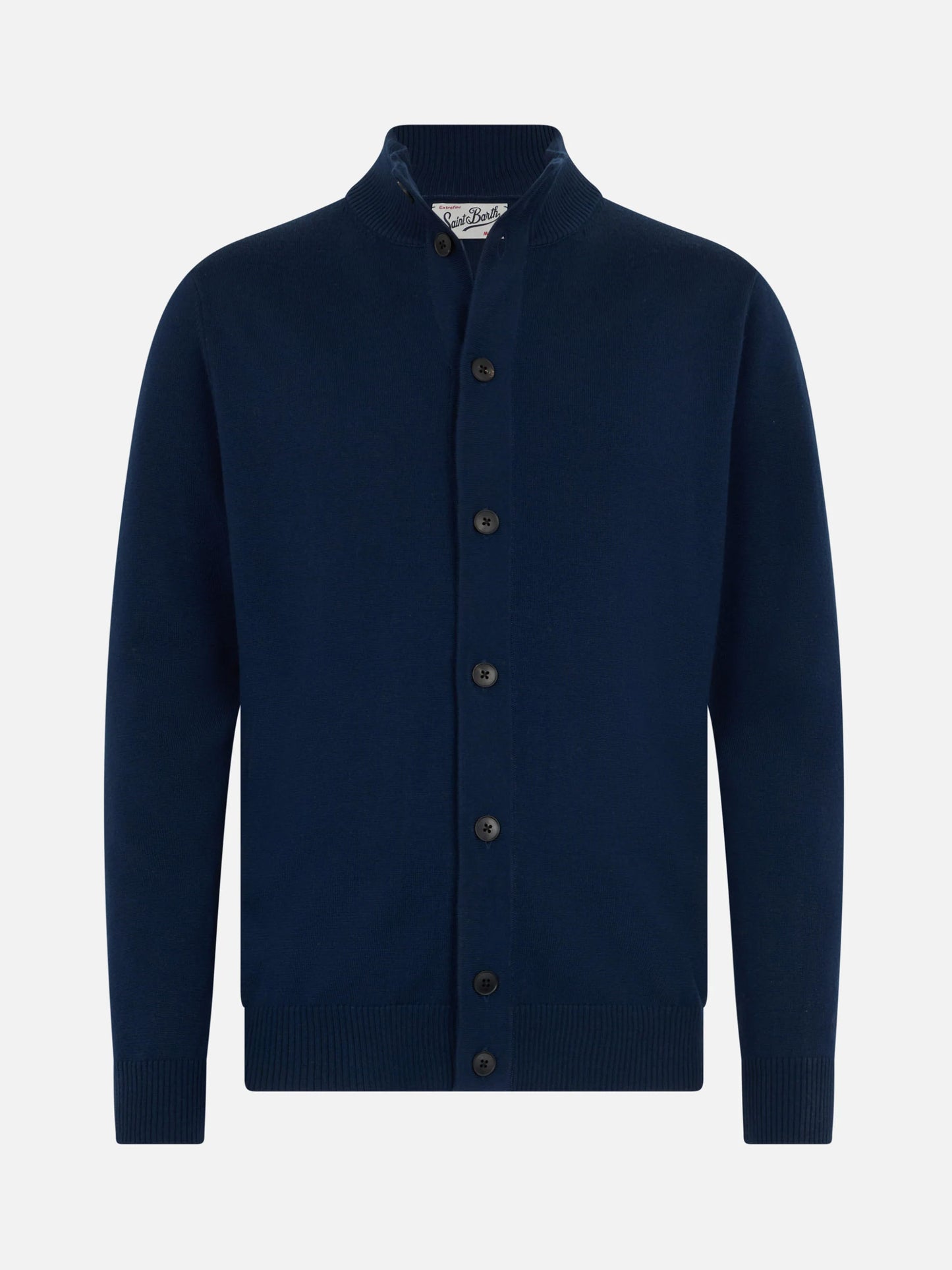 Herren-Cardigan Savile aus marineblauer Merinowolle