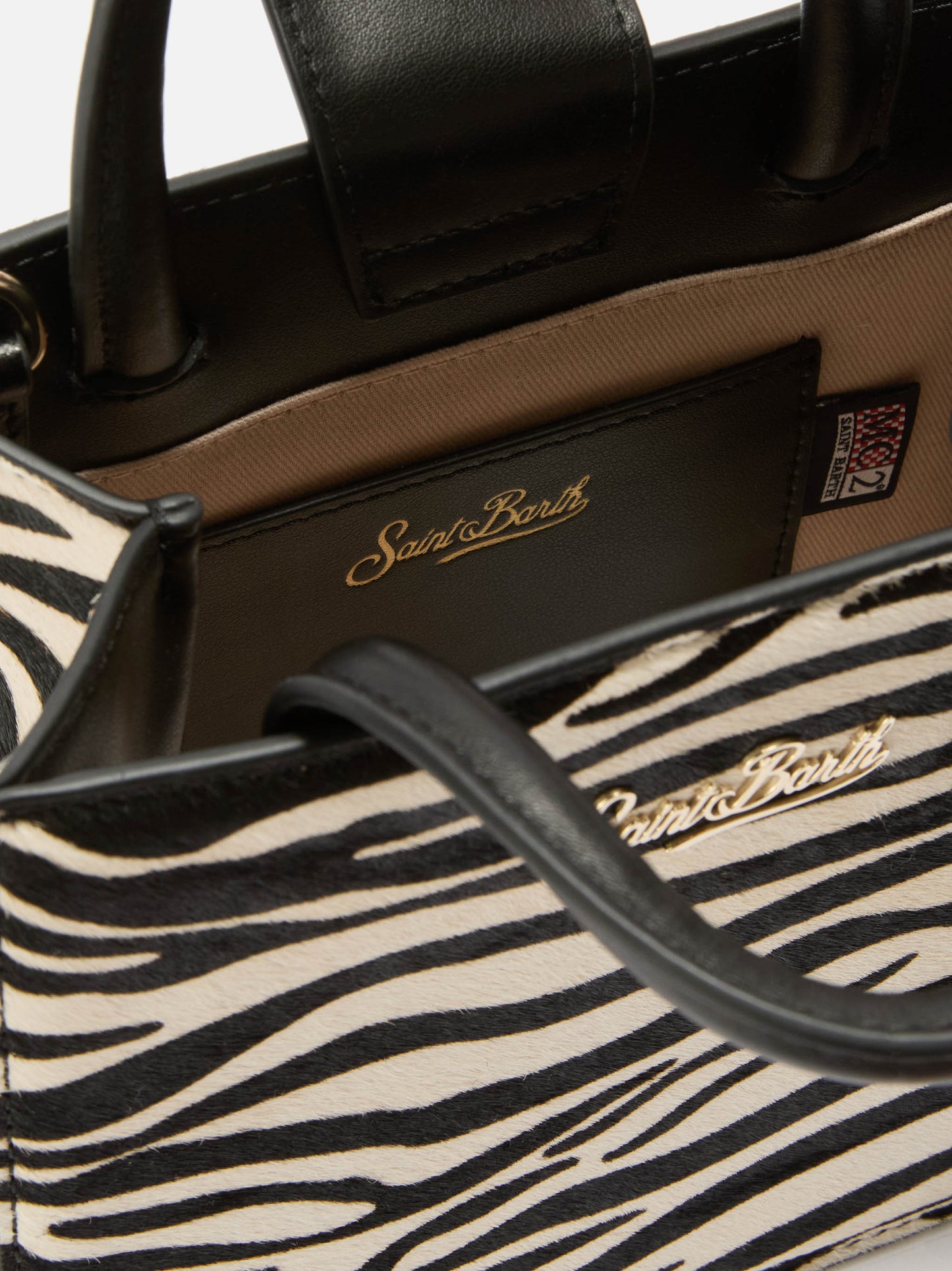 Shop Bag Mini Handtasche aus Ponyleder mit Zebramuster
