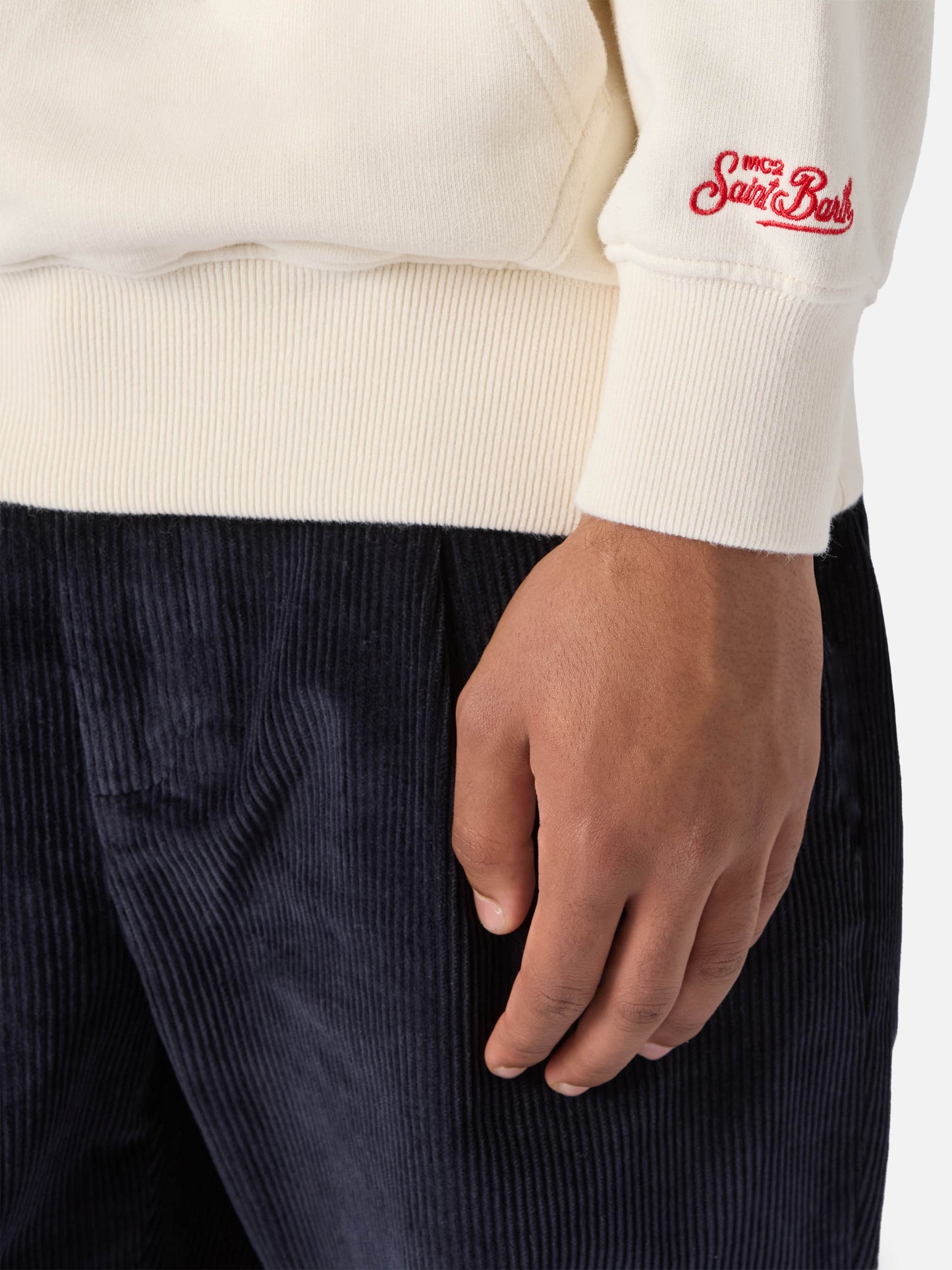 Sudadera con capucha Tribeca de algodón en blanco con bordado Vacanze di Natale | VACANZE DI NATALE SPECIAL EDITION