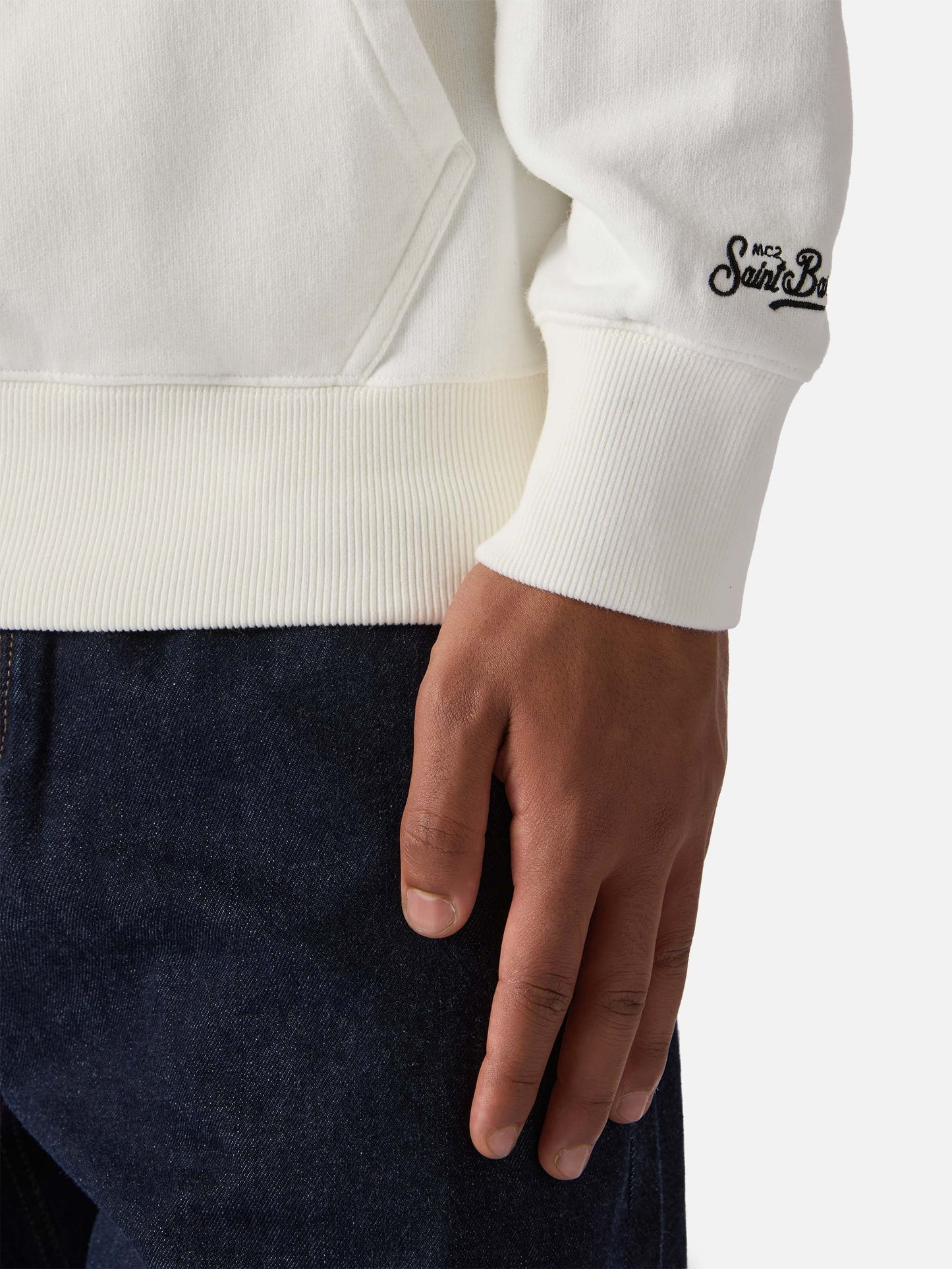 Sudadera con capucha Tribeca de algodón en blanco con estampado flock Yuppies | YUPPIES SPECIAL EDITION