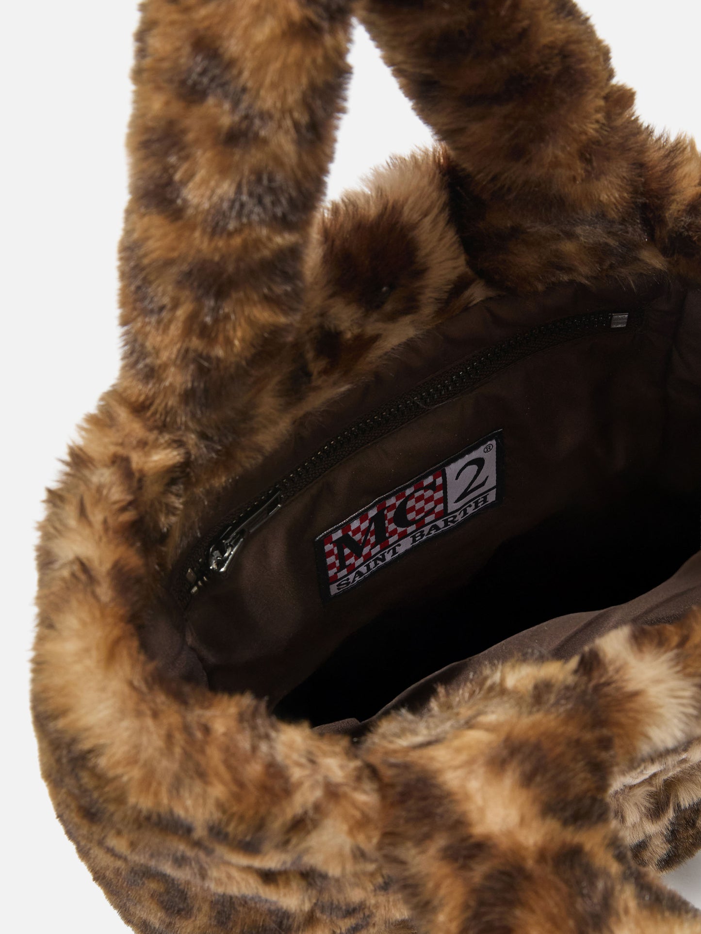 Vanity Mini Soft Handbag in leopard-print faux fur