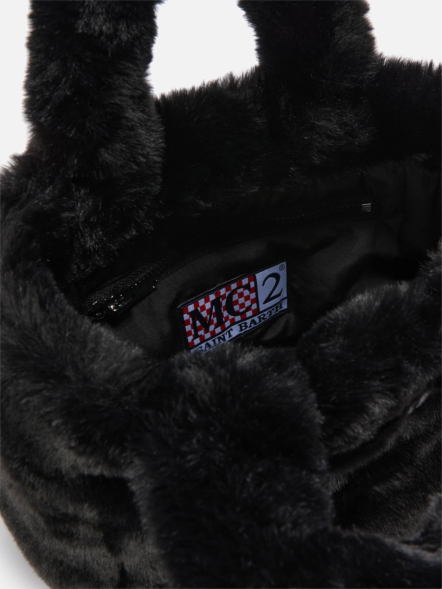 Borsa morbida a mano Vanity Mini Soft in faux fur nero