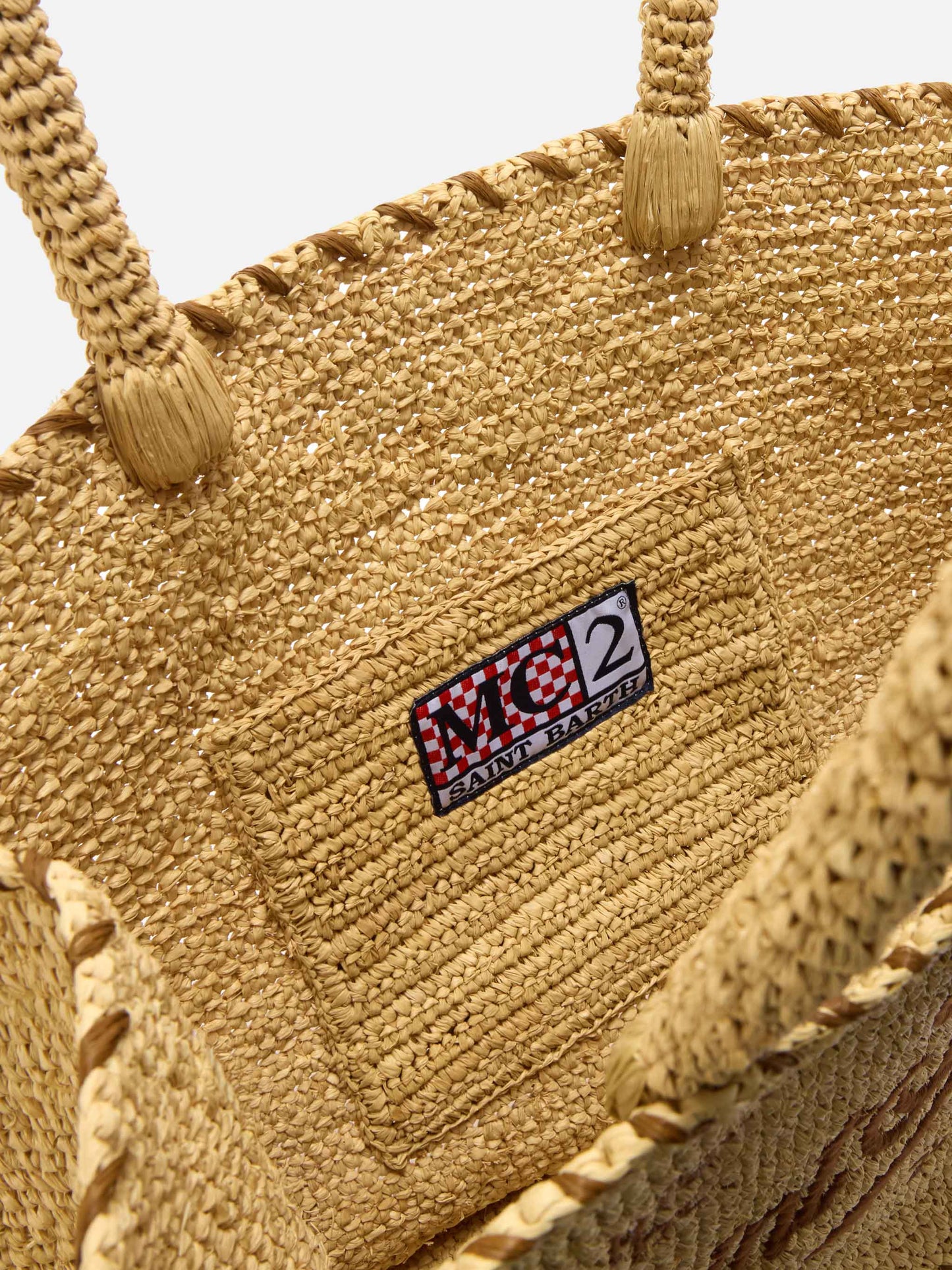 Regular Vanity raffia bag with brown details