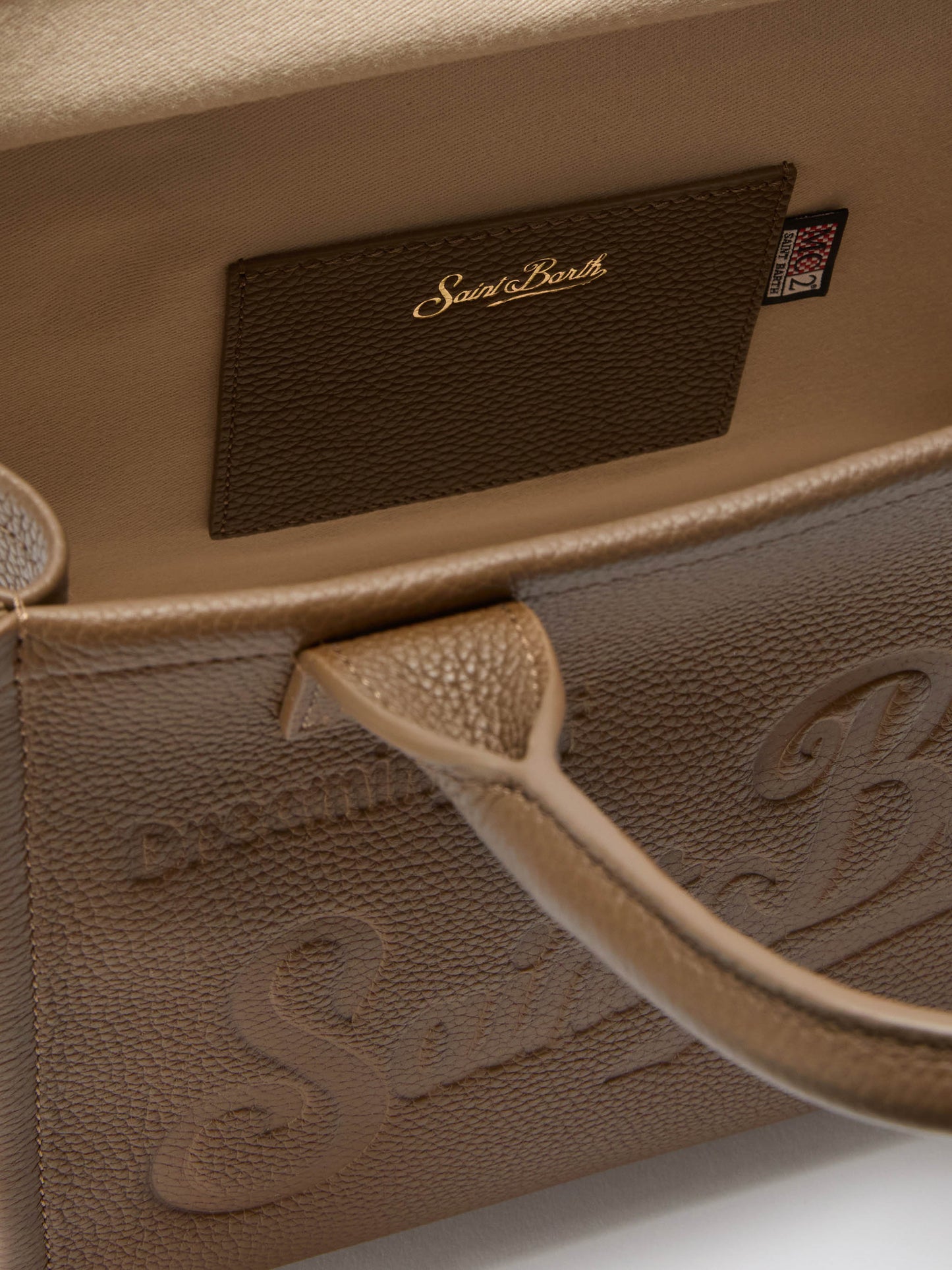 Vanity Bag Midi Shoulder Bag en piel martillada marrón