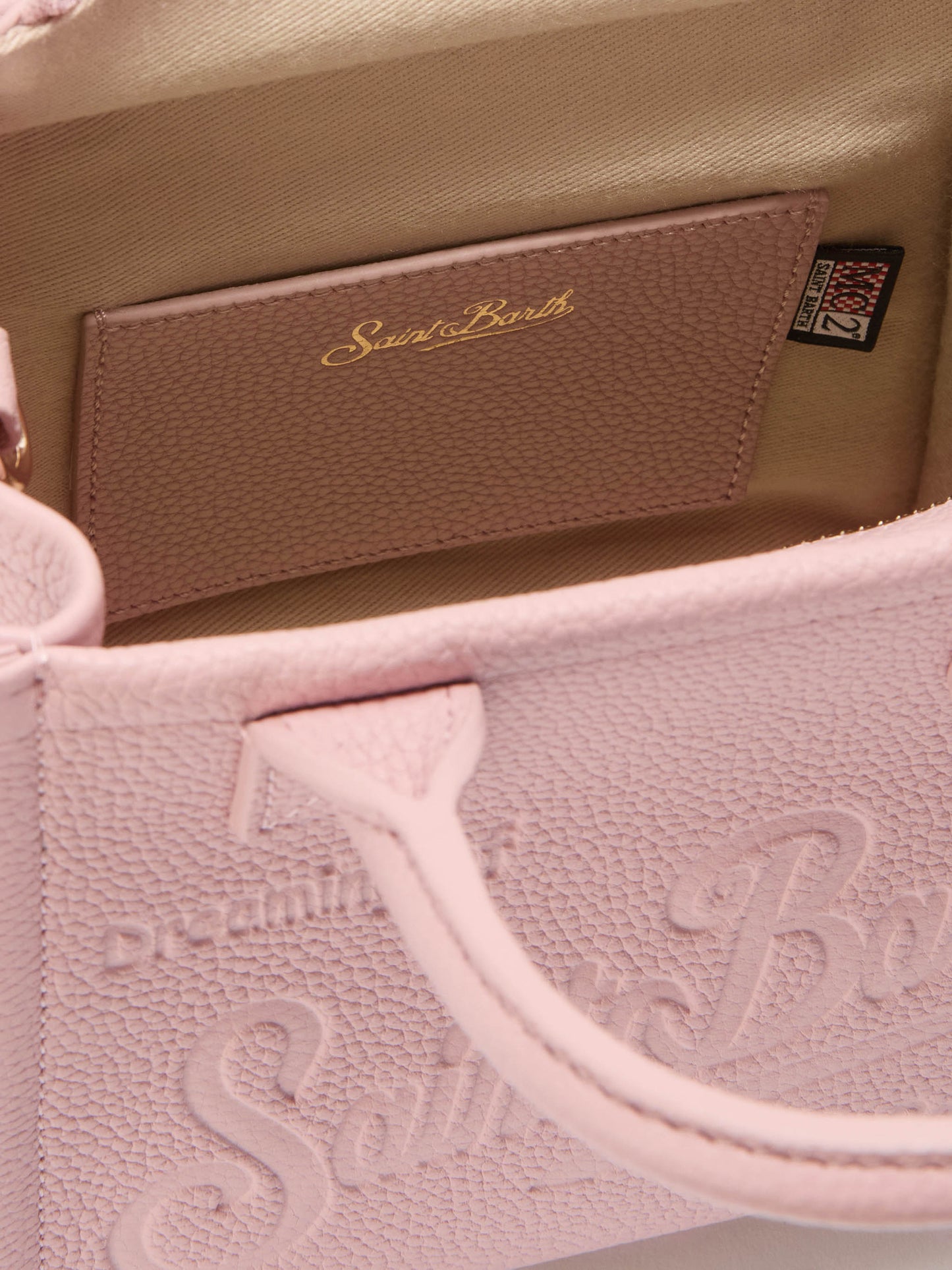 Borsa Vanity mini in pelle martellata rosa