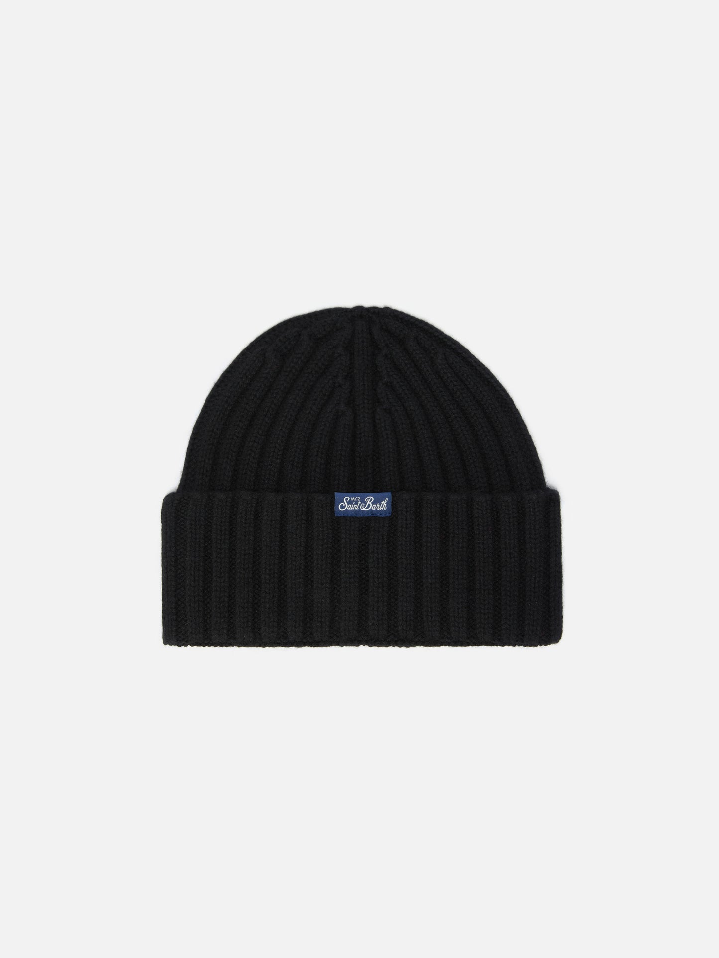 Gorro Wengen Jr de mezcla de cachemir en negro con bordado Piccola Peste