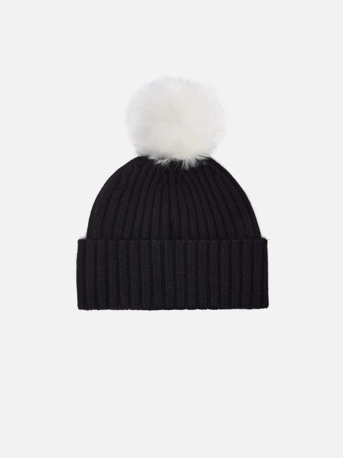 Bonnet Wengen en mélange de cachemire noir avec broderie St. Barth et pompon