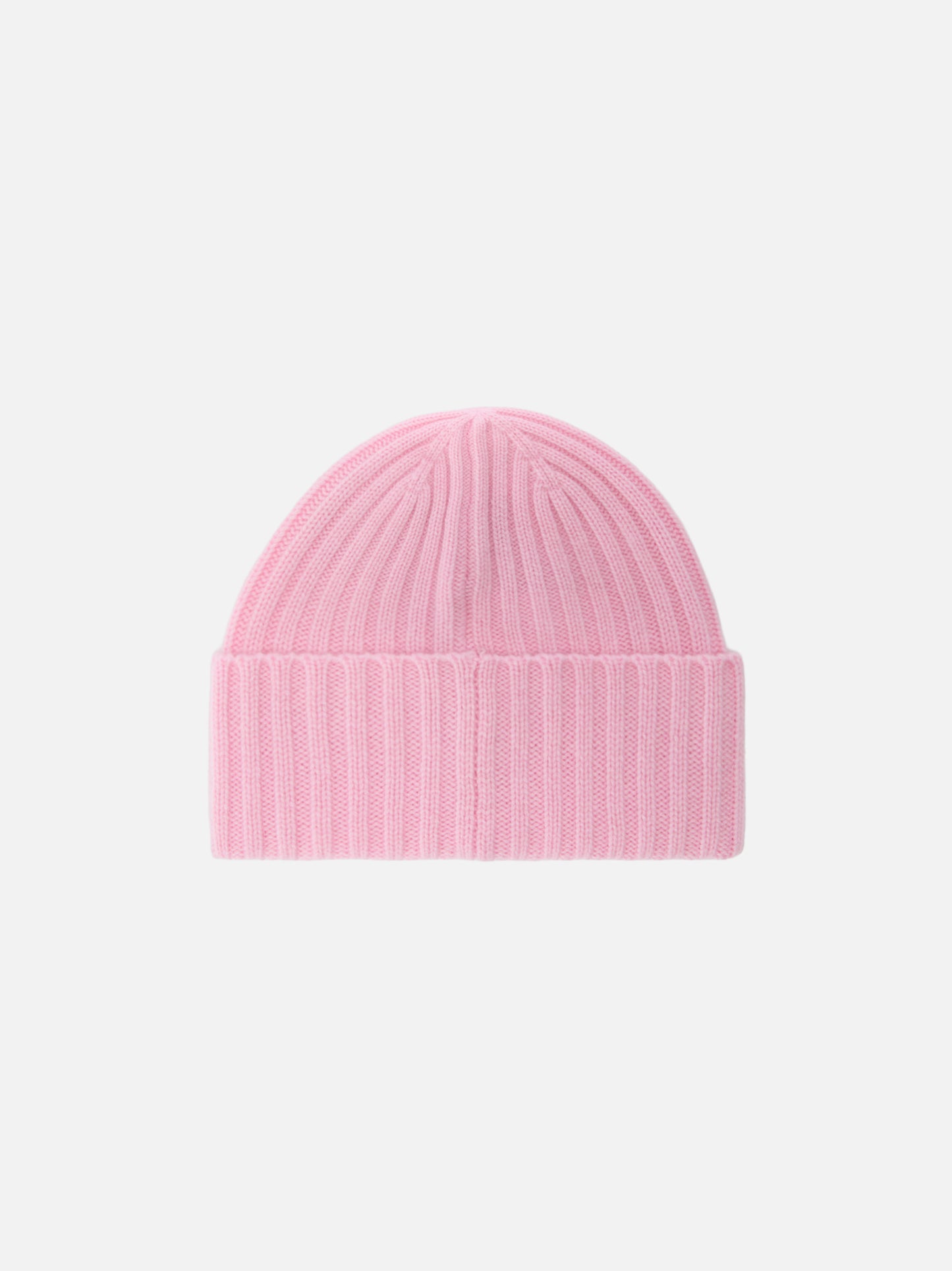 Wengen-Mütze aus rosa Kaschmir mit St.-Barth-Stickerei am Umschlag