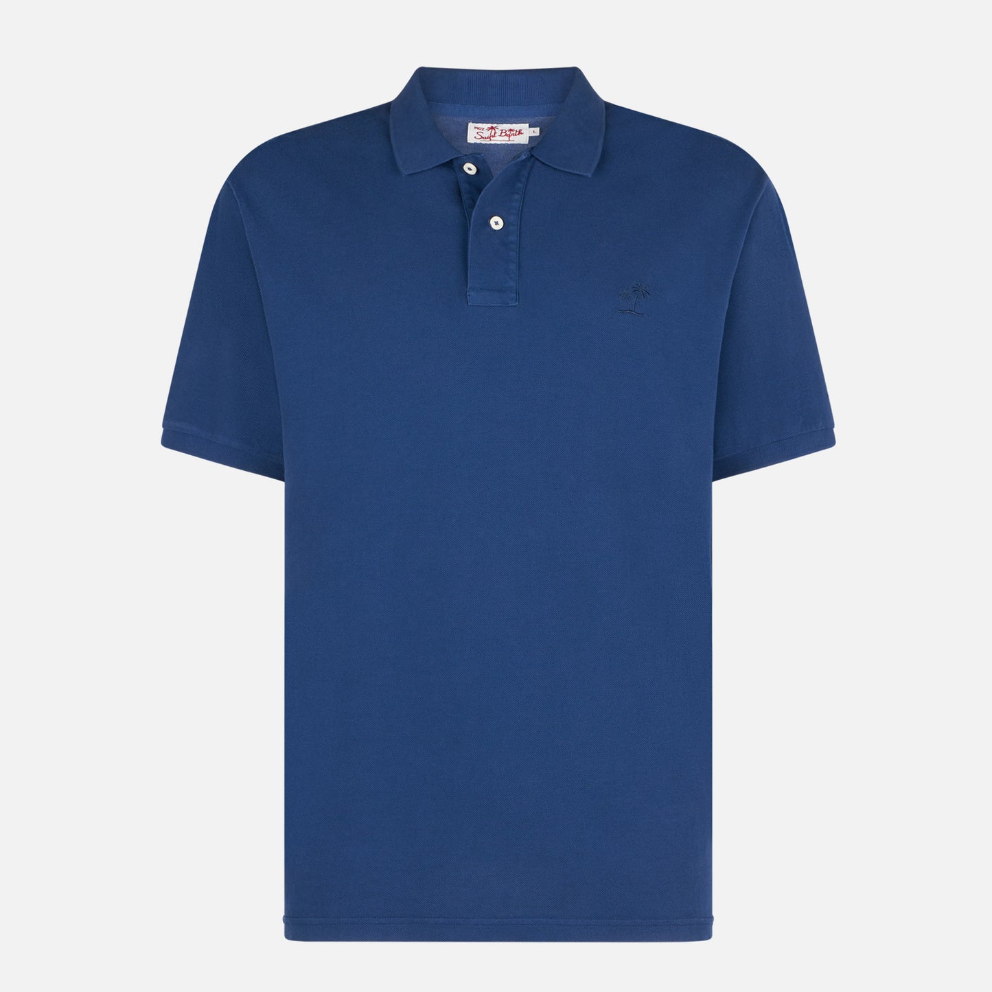 Denim piquet polo with St. Barth logo with vintage effect - MC2 Saint Barth