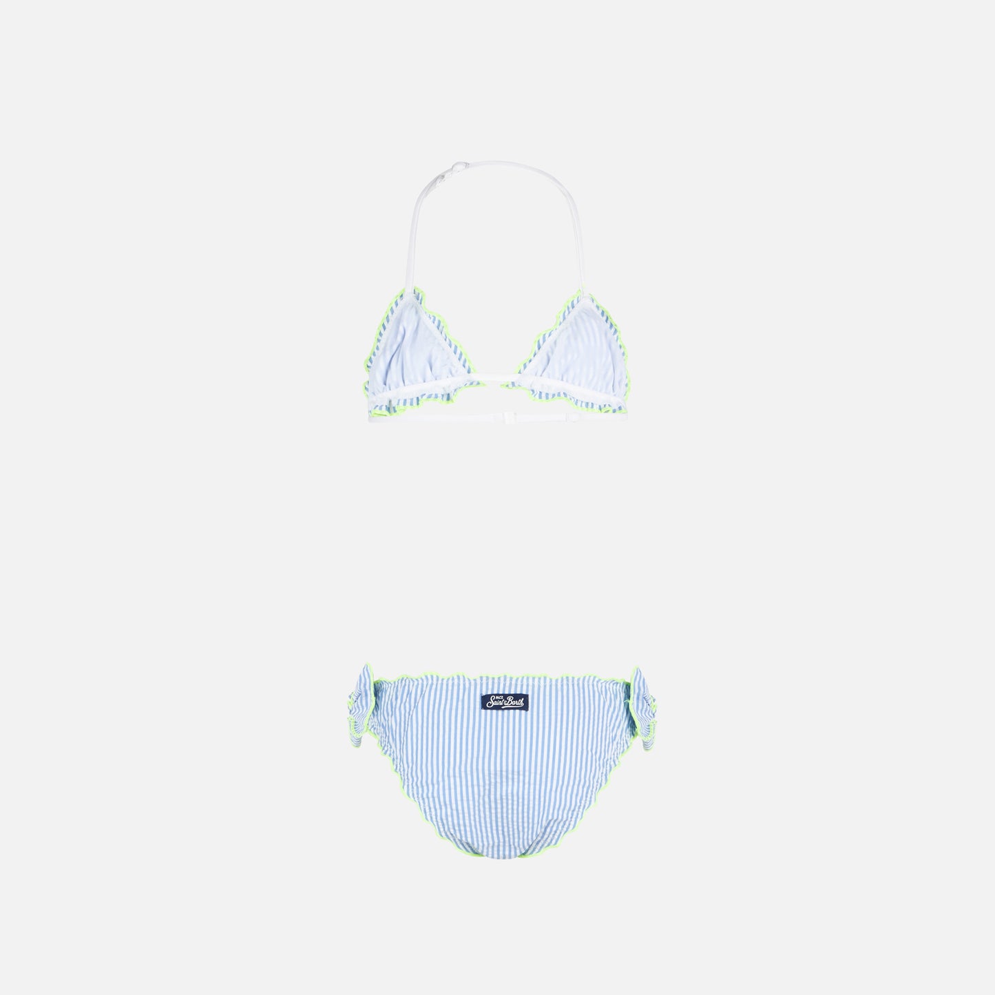 Girl triangle seersucker bikini with stripes - MC2 Saint Barth