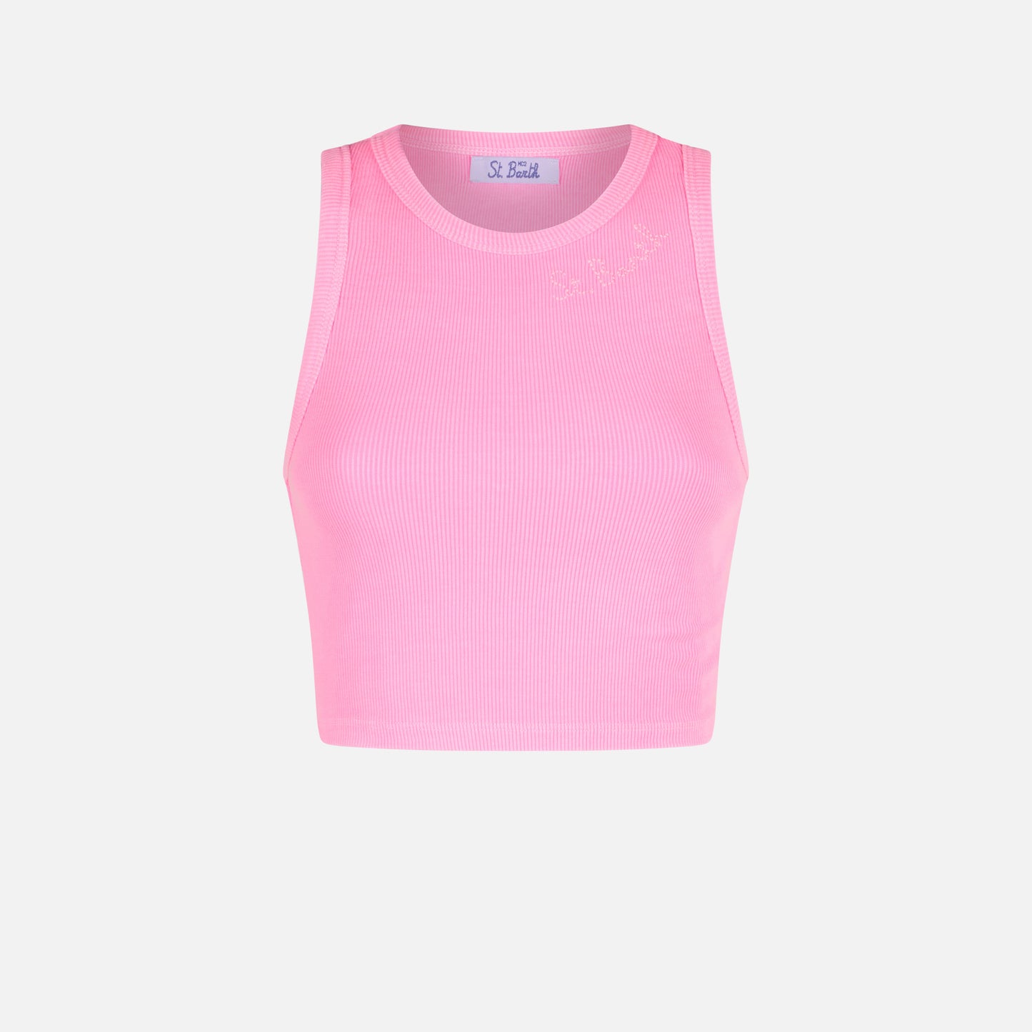 Cotton crop tank top with St. Barth embroidery - MC2 Saint Barth