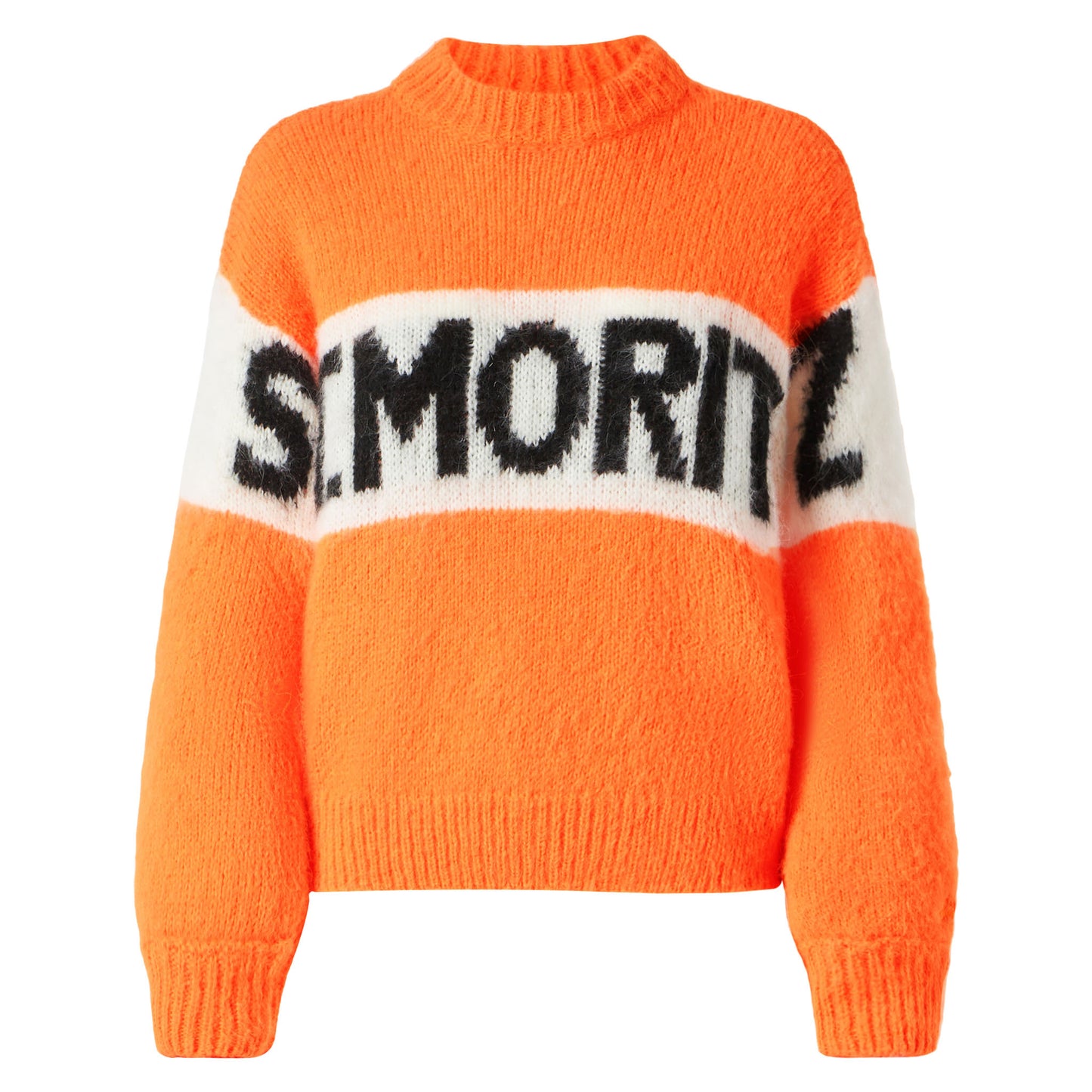 Pull Danya Soft orange fluo avec broderie St. Moritz