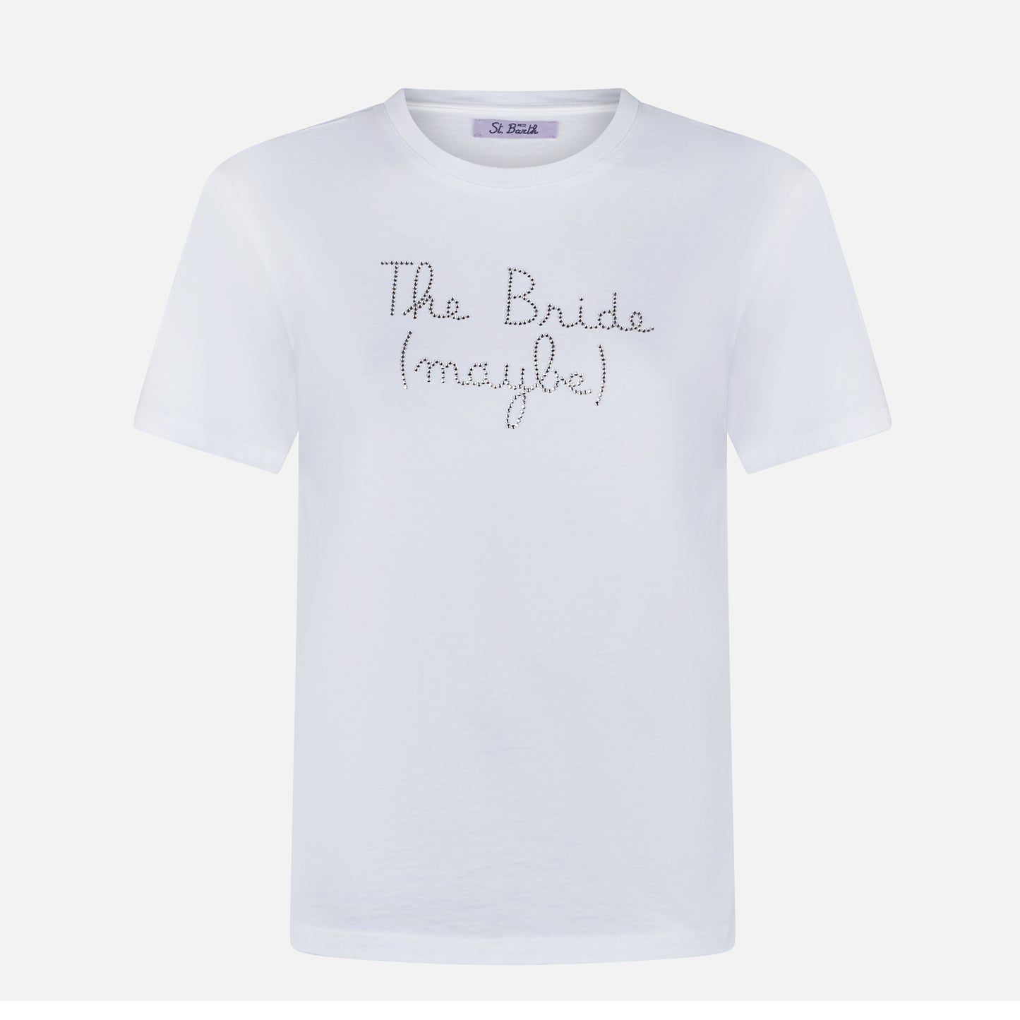 Woman cotton t-shirt with The Bride (maybe) rhinestone embroidery - MC2 Saint Barth