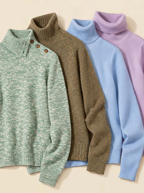 Women's Solid Color Turtleneck Knits