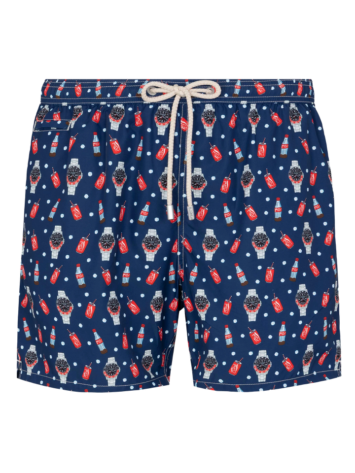 Lightweight fabric swim shorts Lighting with watch print - MC2 Saint Barth