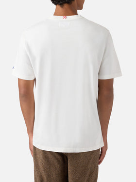 Arnott-Baumwoll-T-Shirt in Weiß mit „Ce la farò anche sta Vodka“-Stickerei