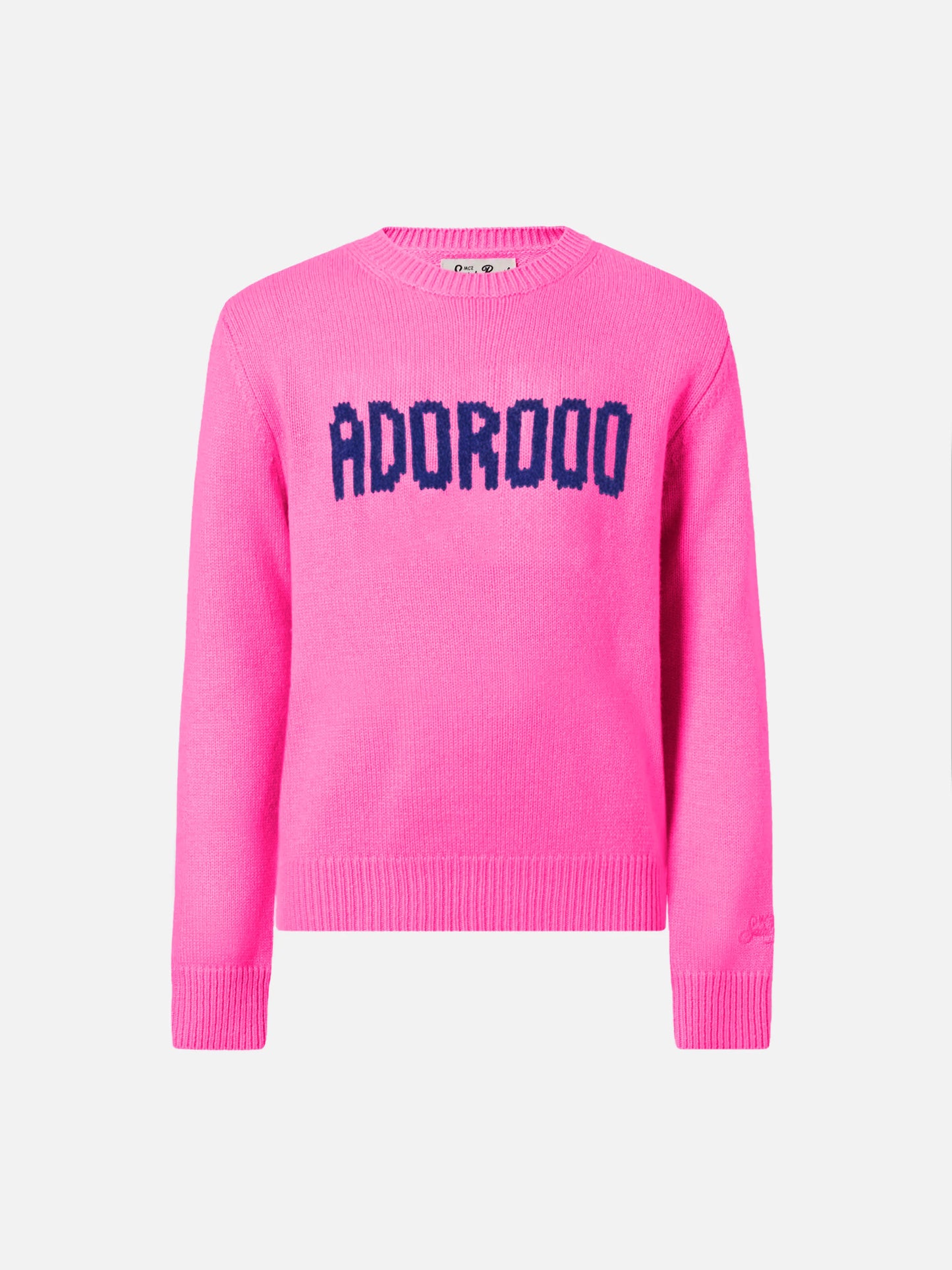Fluo pinkes Princess Soft-T-Shirt mit Rundhalsausschnitt und Adoro-Jacquardmuster