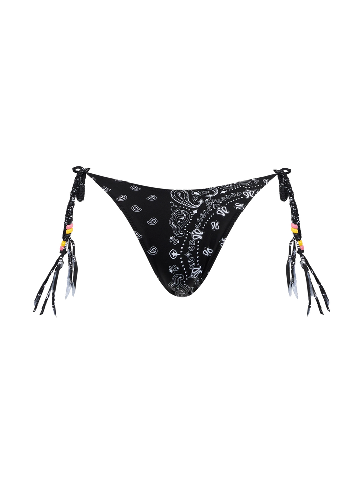 Veronique Marielle black bandana strappy triangle bikini with charms