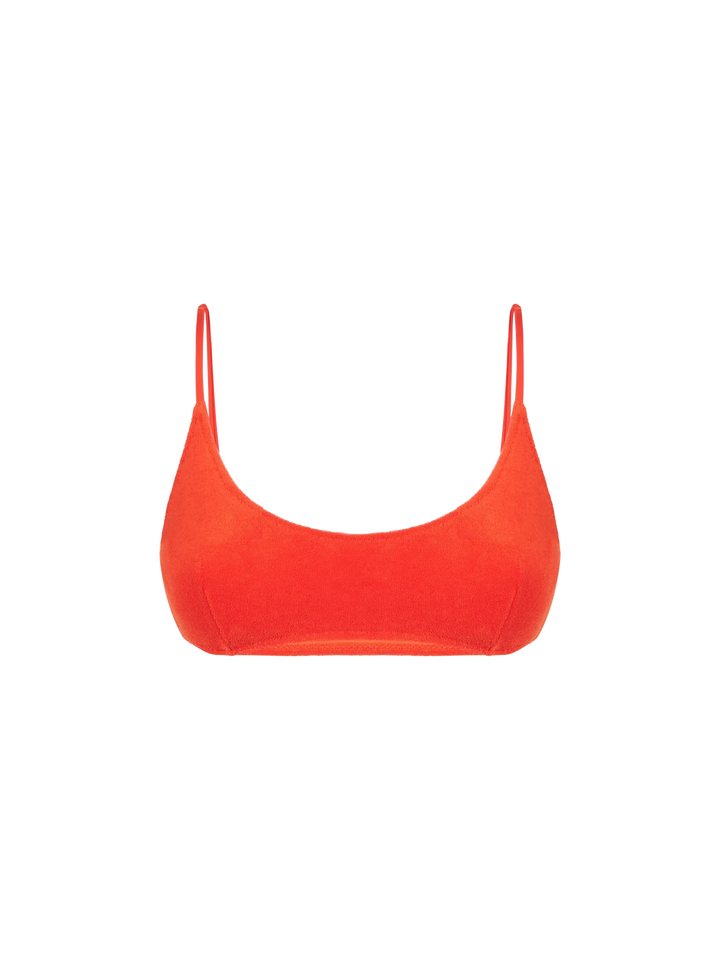 Orange Judy terry bralette bikini top