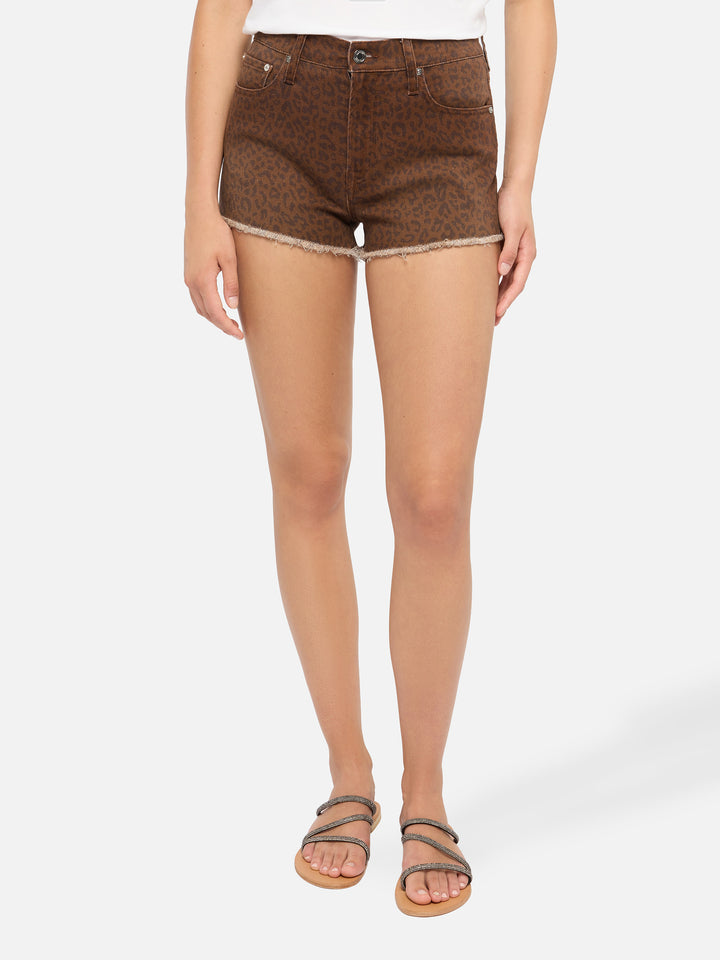 Short en denim Musa à imprimé animalier 