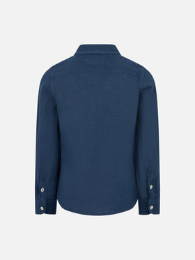 Kid navy blue linen shirt Agnes - MC2 Saint Barth