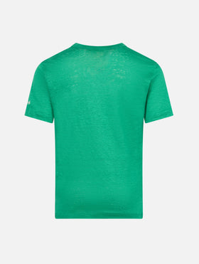 Kid green linen jersey t-shirt Alex - MC2 Saint Barth