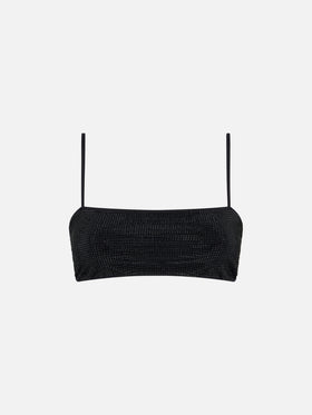 Woman bandeau black top with rhinestone - MC2 Saint Barth