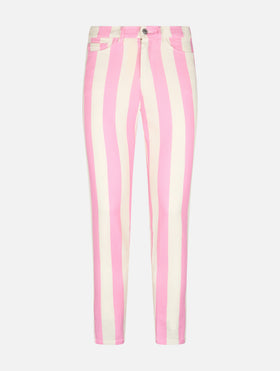Woman pink striped print denim Belleville - MC2 Saint Barth