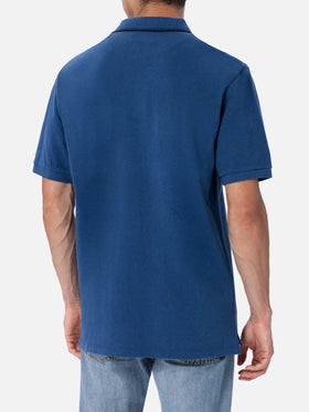 Man denim blue cotton piquet polo shirt Beverly Hills - MC2 Saint Barth