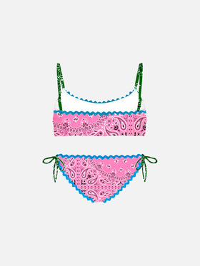 Girl bralette bikini with bandanna print - MC2 Saint Barth