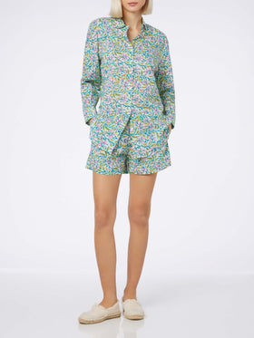 Woman cotton shirt Brigitte with flower print - MC2 Saint Barth