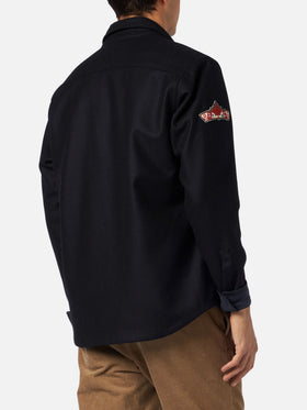 Sobrecamisa Burton de lana mezclada azul con parches 