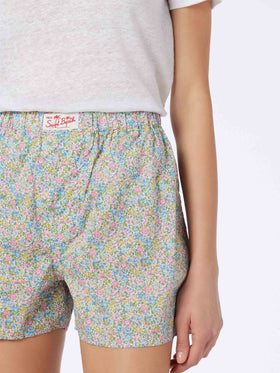 Woman Emma & Georgina print cotton shorts Boxy | MADE WITH LIBERTY FABRIC - MC2 Saint Barth