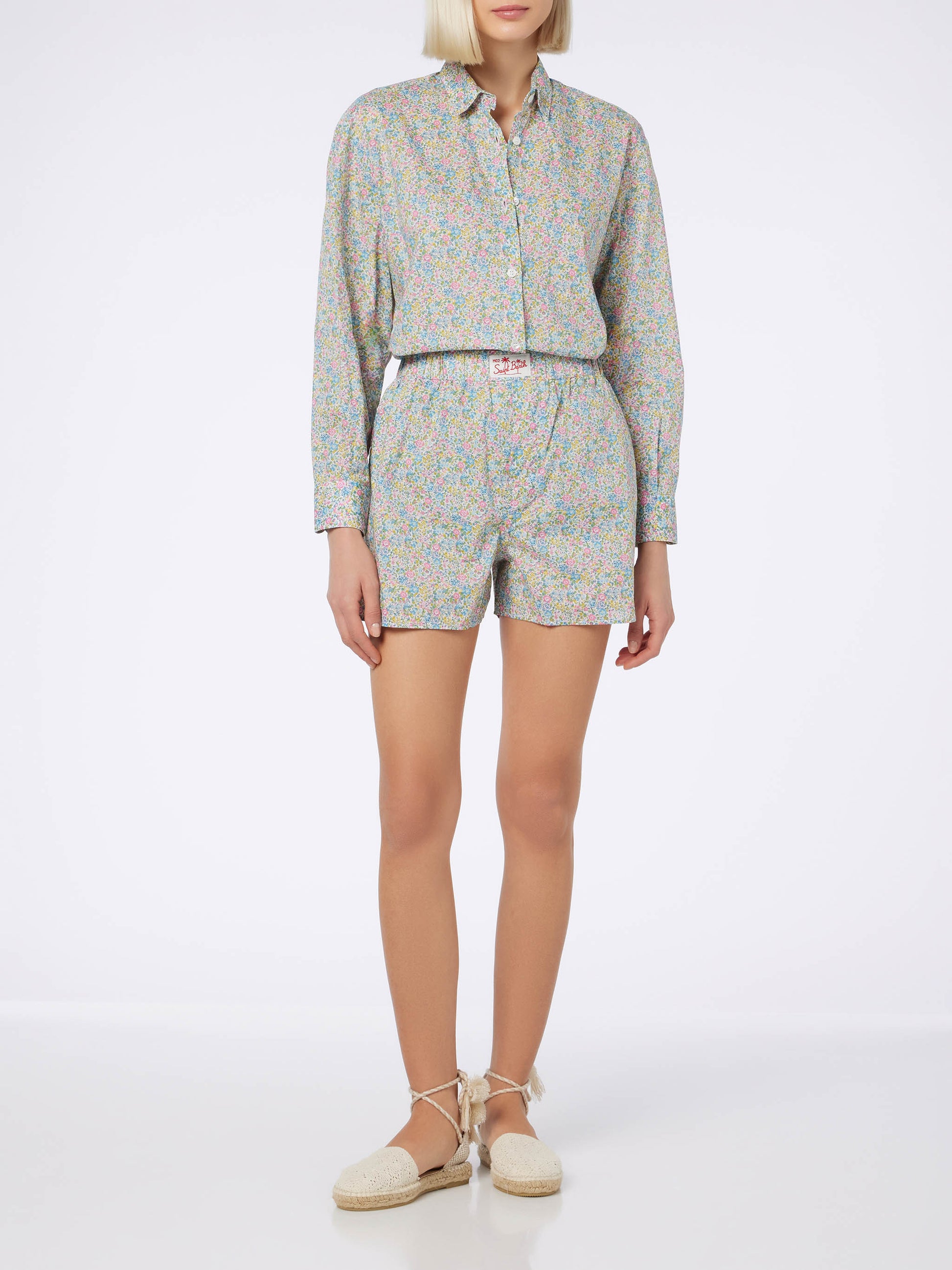 Woman Emma & Georgina print cotton shorts Boxy | MADE WITH LIBERTY FABRIC - MC2 Saint Barth