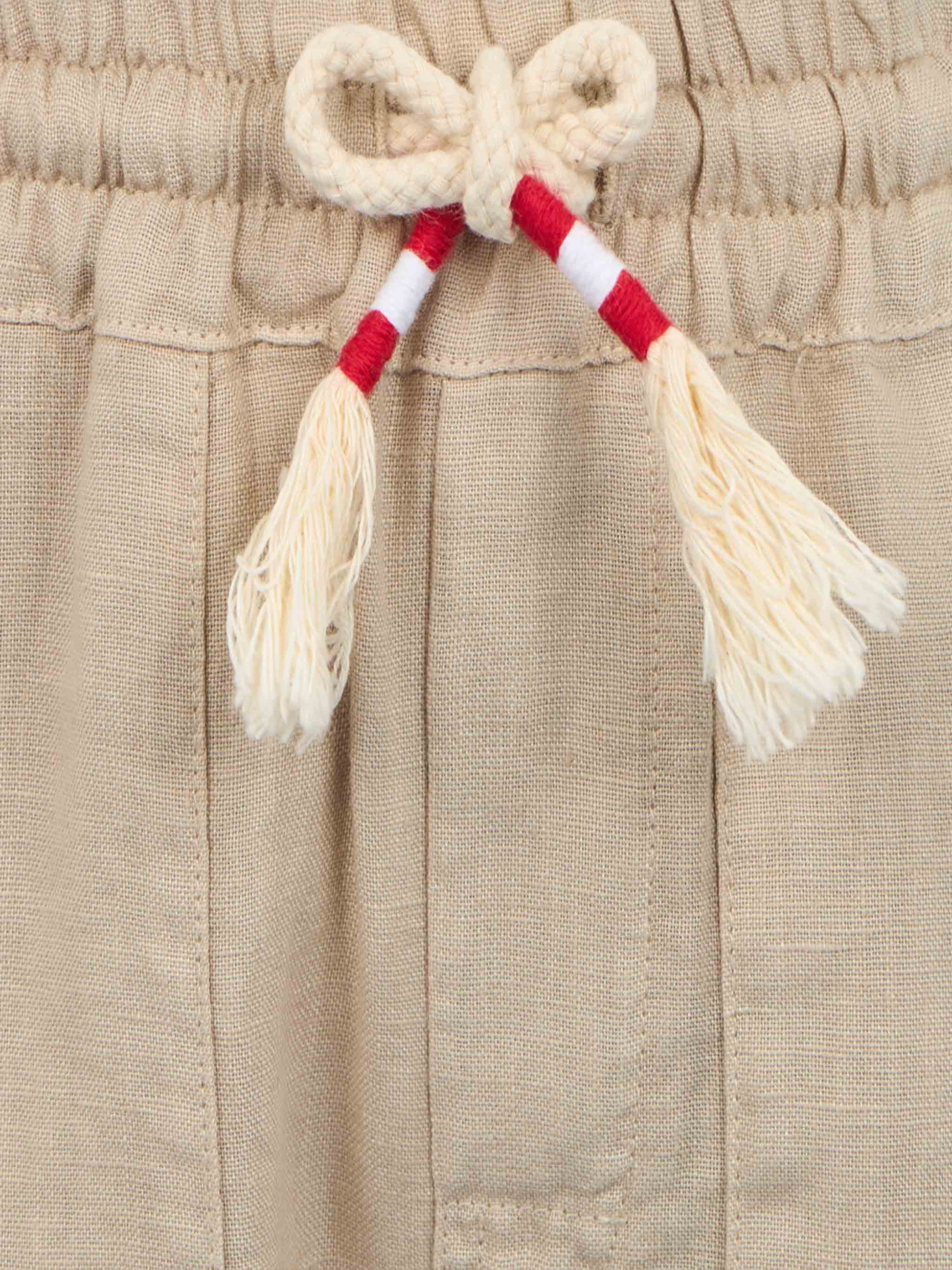 Boy beige linen Calais Jr pants with drawstring - MC2 Saint Barth