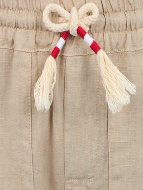 Boy beige linen Calais Jr pants with drawstring - MC2 Saint Barth