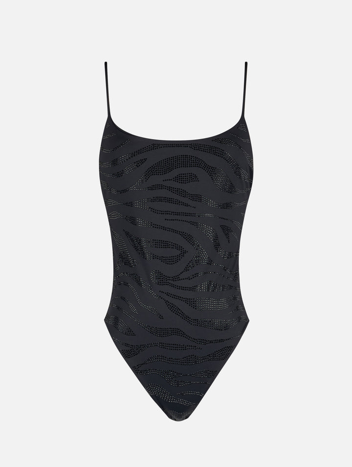 Zebra rhinestone Cecille one-piece swimsuit