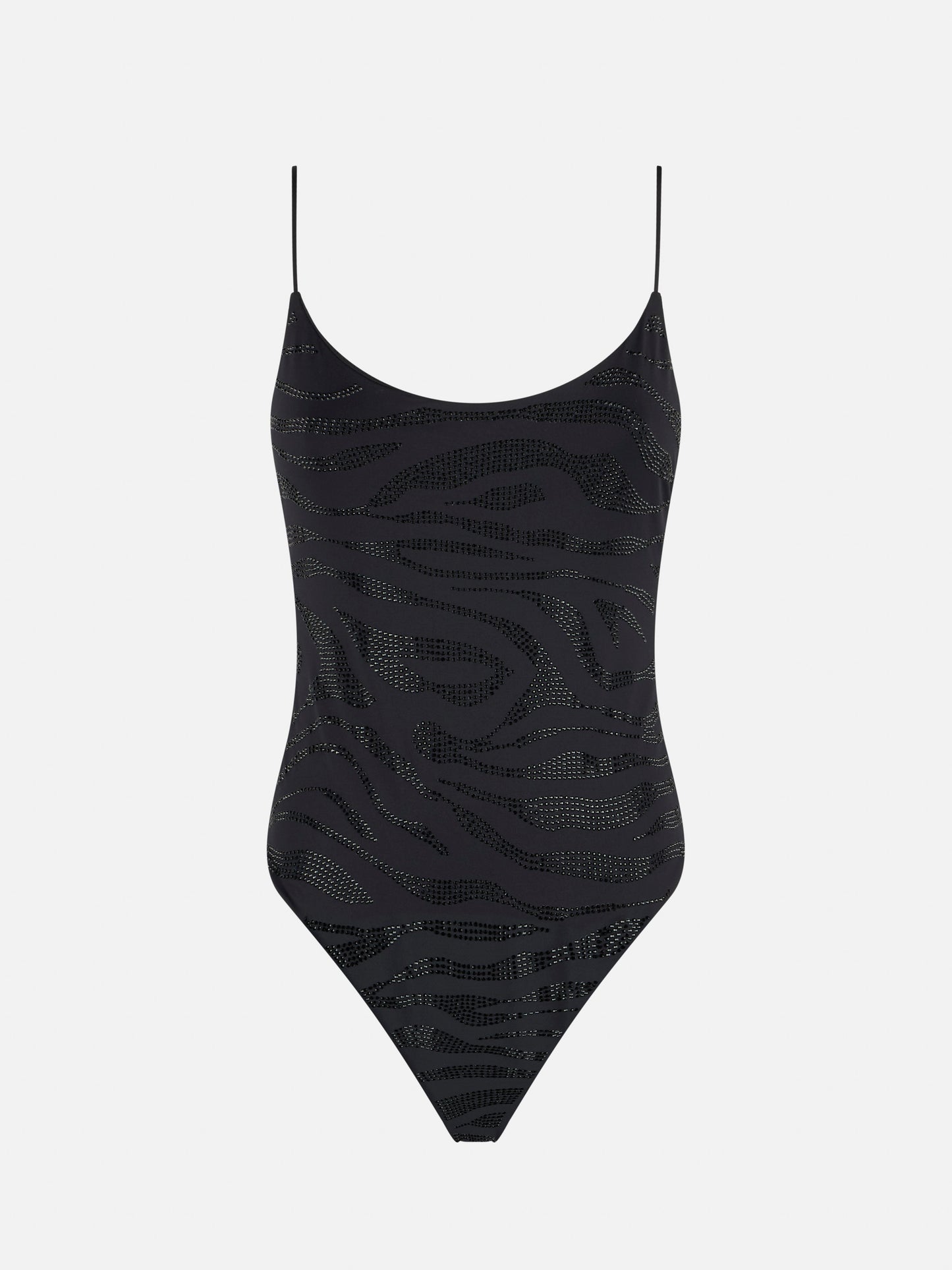 Costume intero Cecille con strass fantasia zebra