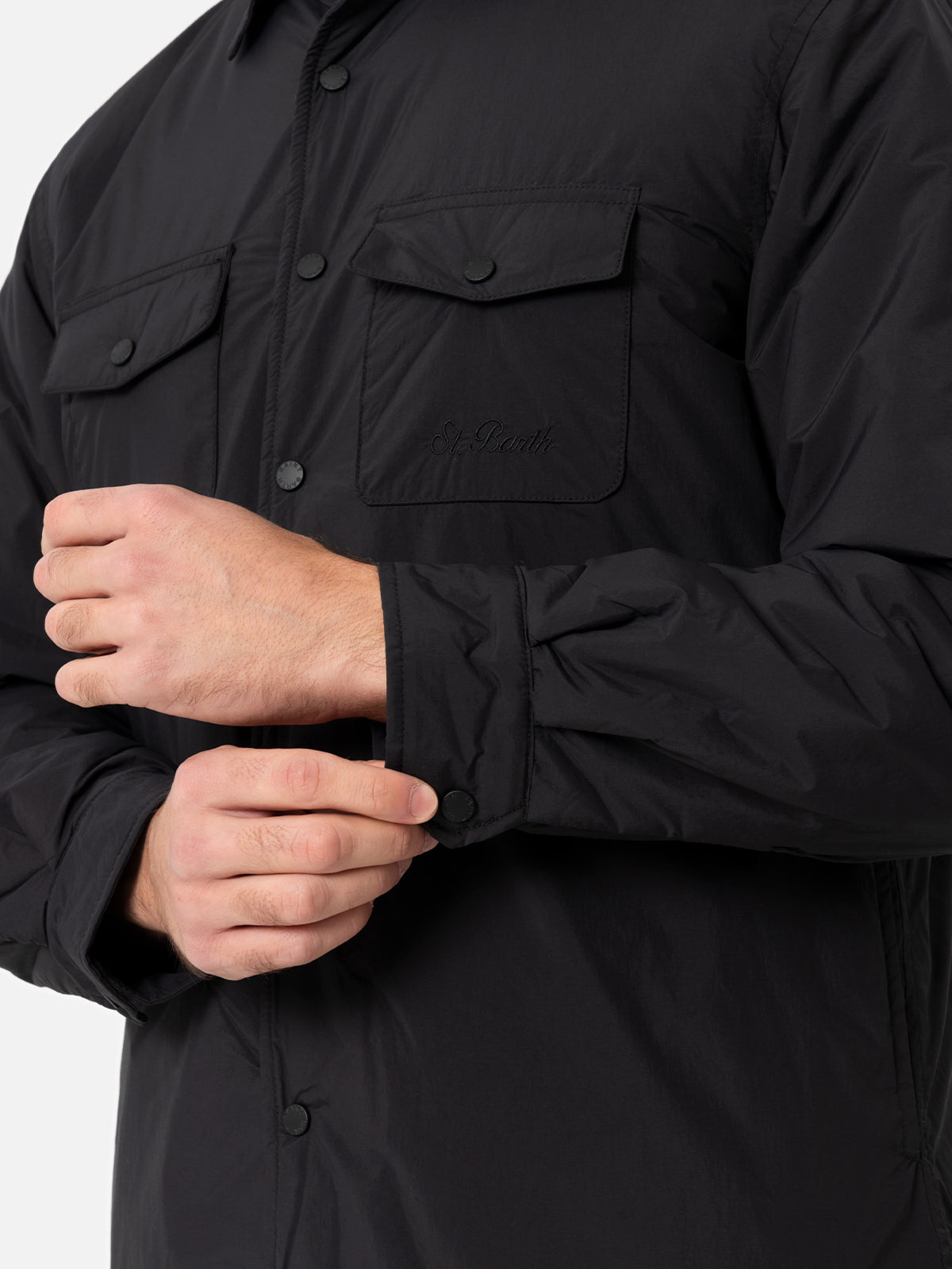 Man black overshirt Chalet with St. Barth embroidery - MC2 Saint Barth