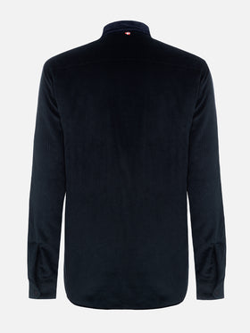 Man navy blue corduroy overshirt Chalet with St. Barth embroidery - MC2 Saint Barth