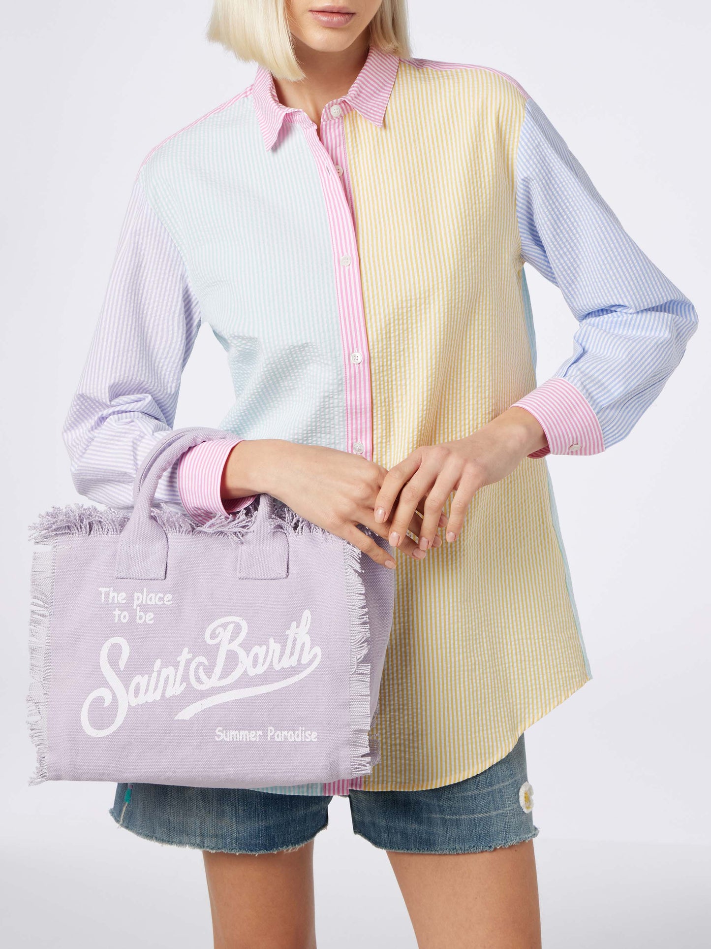 Colette lilac cotton canvas handbag - MC2 Saint Barth