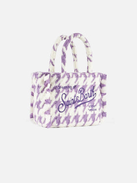 Wooly Colette fringed handbag with pied de poule pattern - MC2 Saint Barth