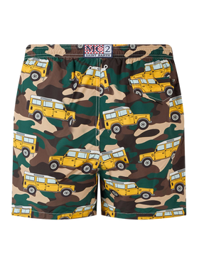 Man lightweight fabric swim-shorts Lighting with off-road car print - MC2 Saint Barth