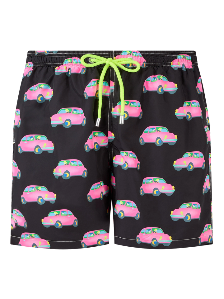 Man light fabric swim shorts with cars print | MARCO LODOLA SPECIAL EDITION - MC2 Saint Barth