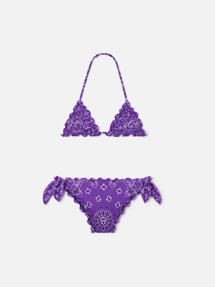 Bikini triangular para niña con estampado bandana 