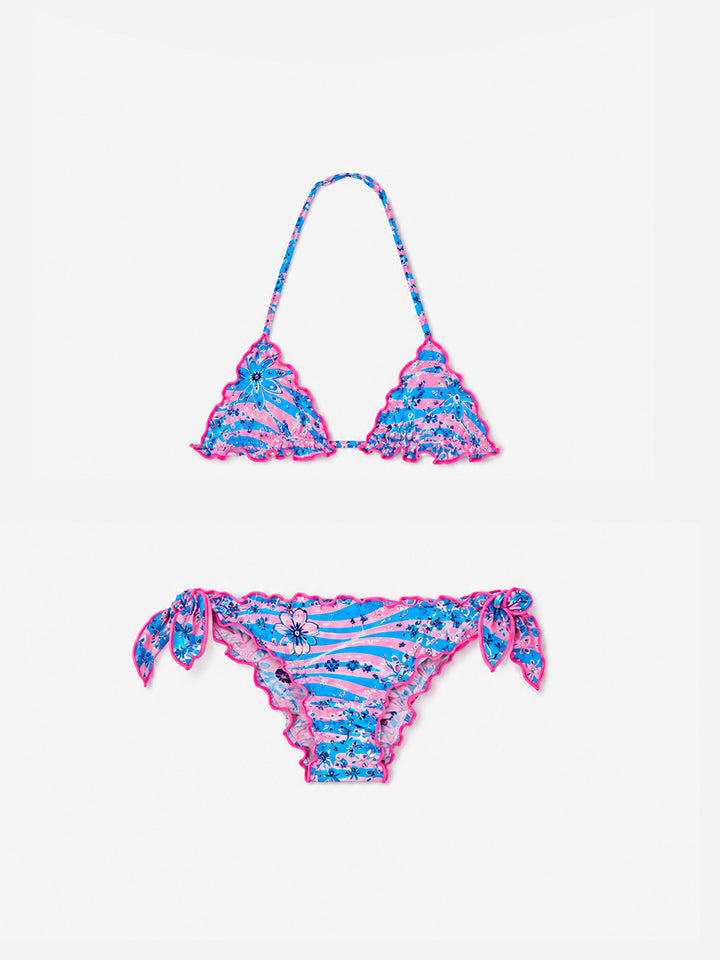 Bikini de triángulo para niña con estampado zebra bandanna 