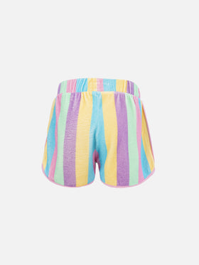 Girl multicolor terry pull up shorts Curly - MC2 Saint Barth