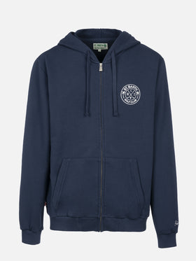 Man zipped cotton fleece hoodie Danny with front and back print - MC2 Saint Barth