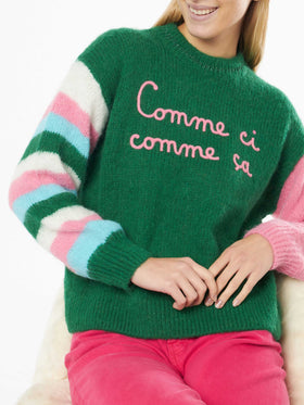 Woman boxy shape soft sweater with Comme ci comme ça embroidery - MC2 Saint Barth