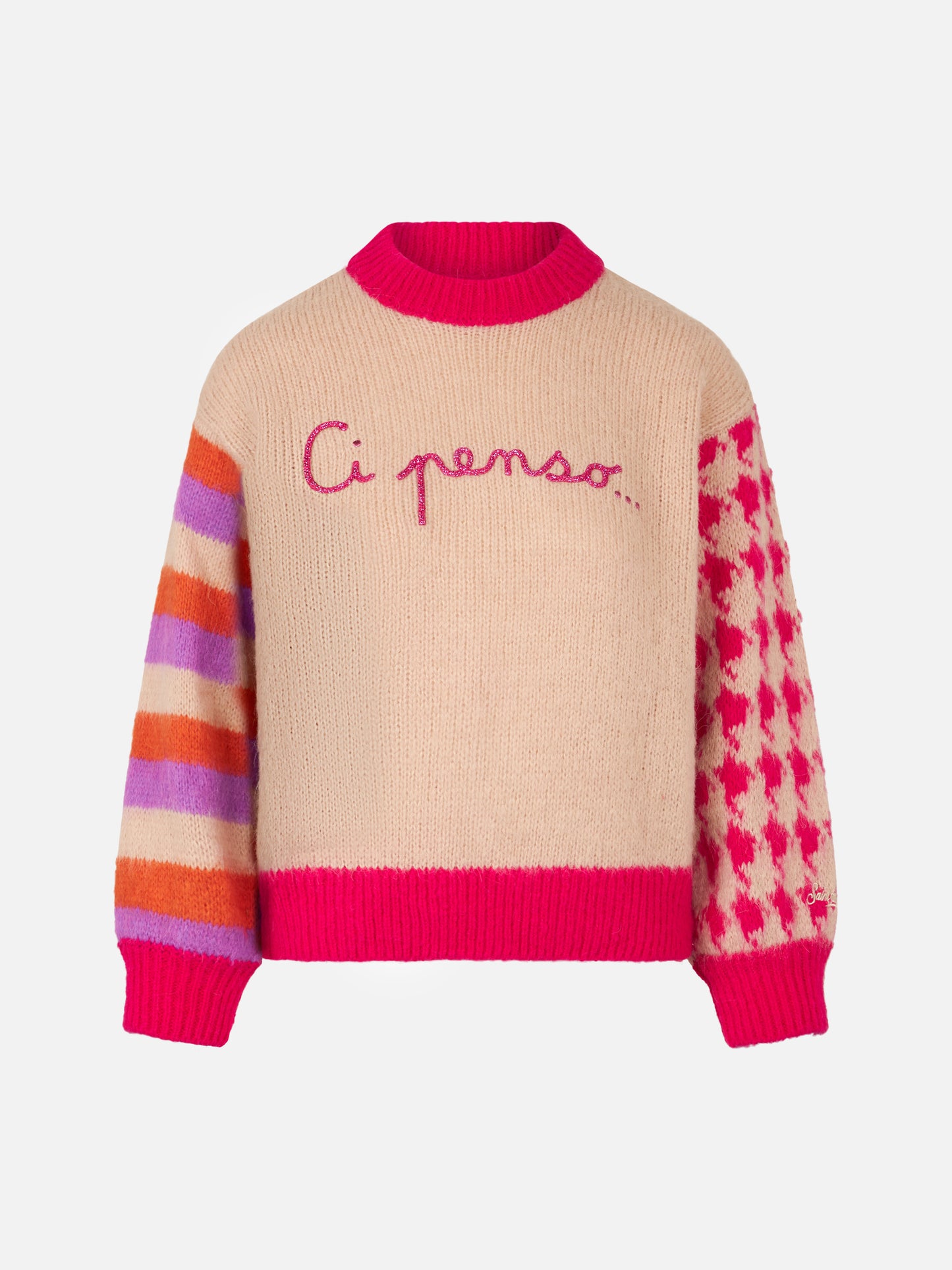 Woman boxy shape soft sweater with Ci penso embroidery - MC2 Saint Barth